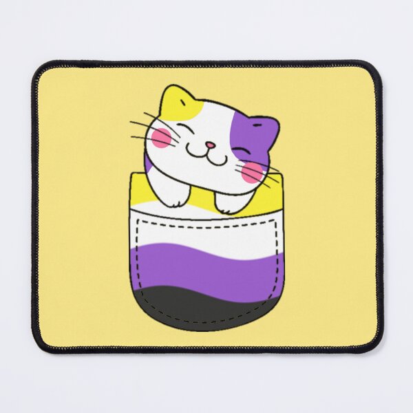 Item preview, Nonbinary Pride Cat in Faux Pocket designed and sold by everything4eva.