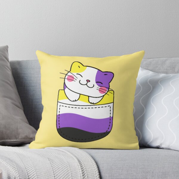 Item preview, Nonbinary Pride Cat in Faux Pocket designed and sold by everything4eva.