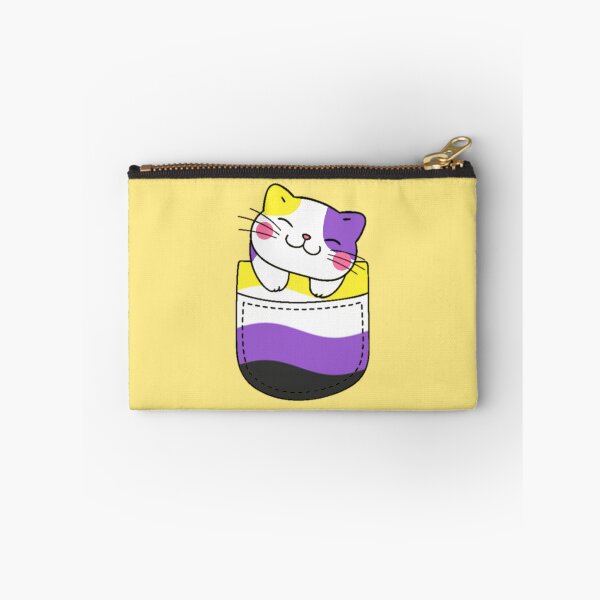 Item preview, Nonbinary Pride Cat in Faux Pocket designed and sold by everything4eva.