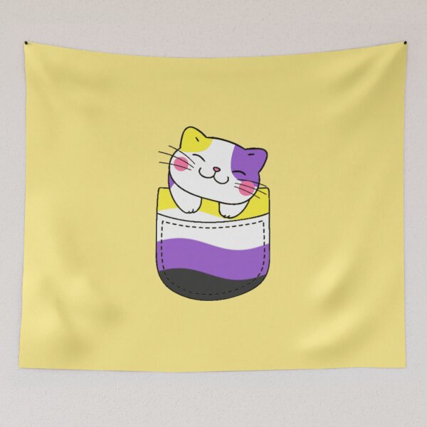 Item preview, Gato del orgullo no binario en bolsillo falso designed and sold by everything4eva.