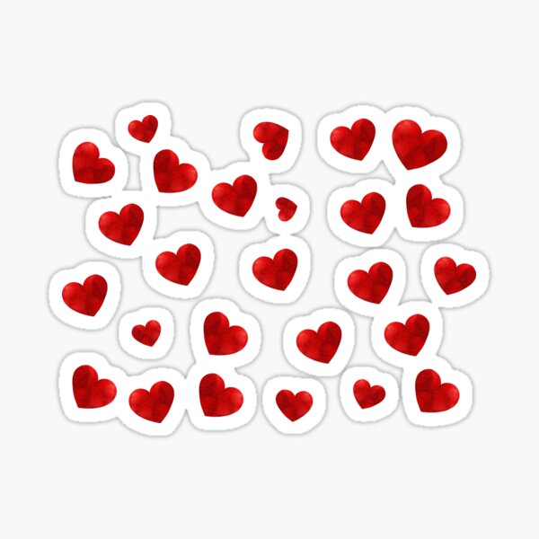 Sticker Red hearts on white background. 