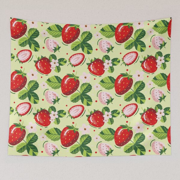 Item preview, Red Summer Strawberries Berry pattern designed and sold by enchantedrealm.