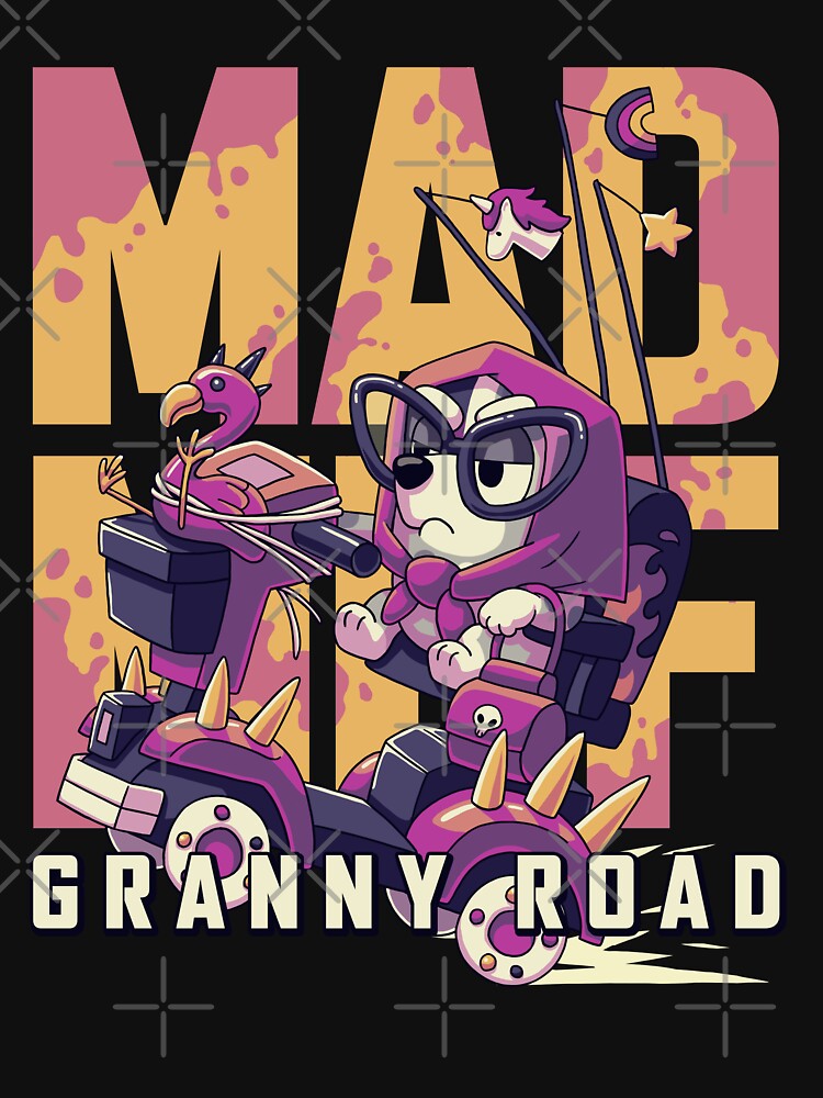 Thumbnail 7 of 7, Classic T-Shirt, Mad Muf: Granny Road // Muffin Heeler, Aussie dog, Bingo, Bandit, Chilli designed and sold by Geekydog.