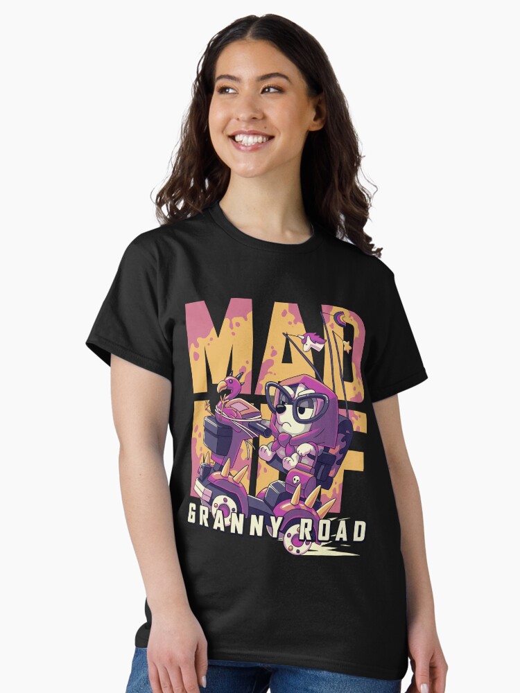 Thumbnail 1 of 7, Classic T-Shirt, Mad Muf: Granny Road // Muffin Heeler, Aussie dog, Bingo, Bandit, Chilli designed and sold by Geekydog.