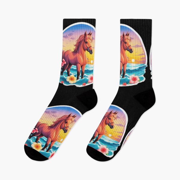 Item preview, Sunset Horse by The Ocean with Hawaiian Orchids designed and sold by NautiChic.