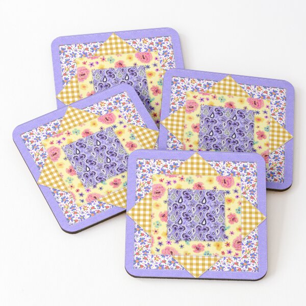 Item preview, Lavender and Gold Gingham Check Floral Purple Paisley Cottagecore designed and sold by CheriesArt.