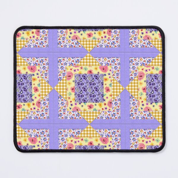 Item preview, Lavender and Gold Gingham Check Floral Purple Paisley Cottagecore designed and sold by CheriesArt.