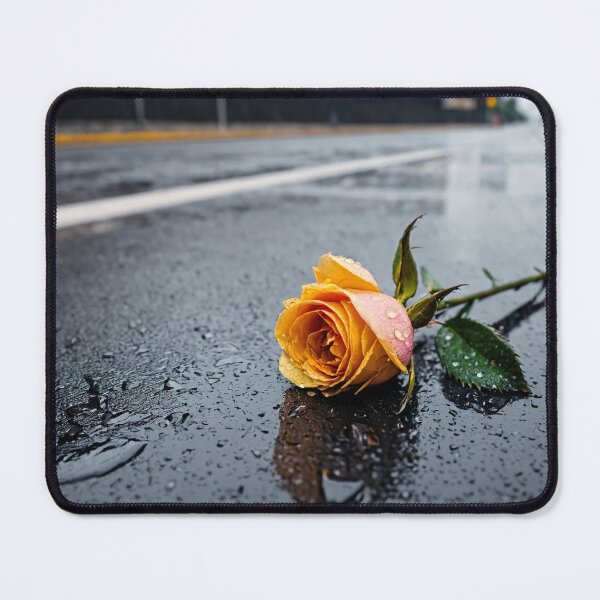 Item preview, Echoes of Yesterday. A solitary yellow rose lies on the rain-soaked street, whispering tales of forgotten moments. designed and sold by Wannaprasert.