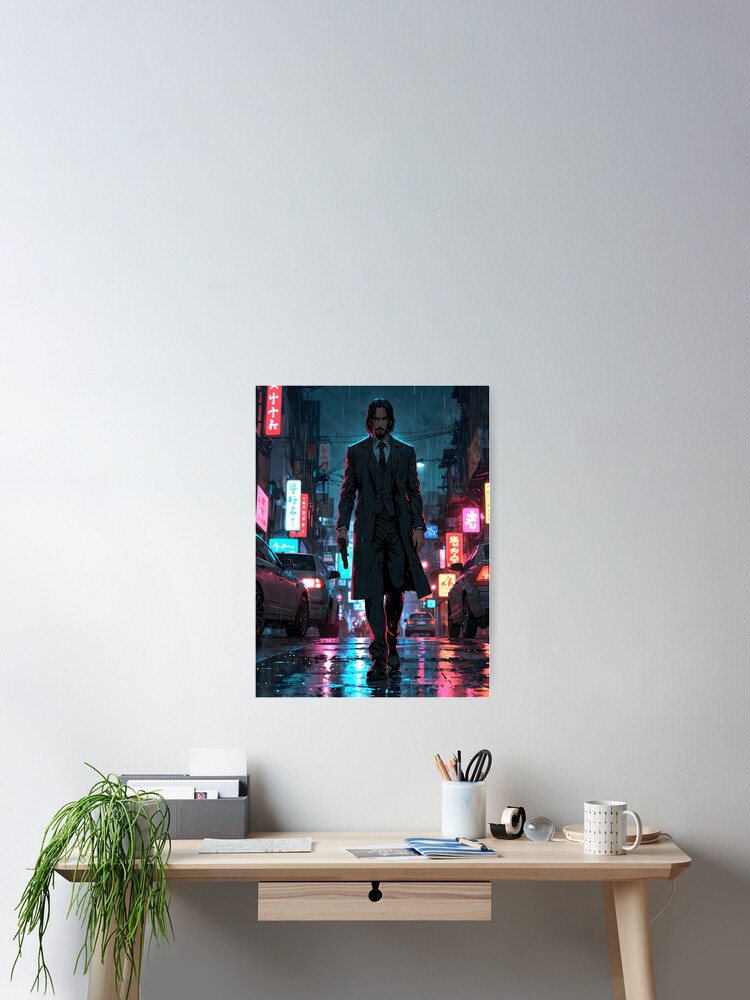 Thumbnail 2 von 3, Poster, Fan-Art im Anime-Stil von John Wick designt und verkauft von fukuu.
