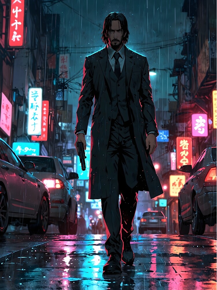 Thumbnail 3 von 3, Poster, Fan-Art im Anime-Stil von John Wick designt und verkauft von fukuu.