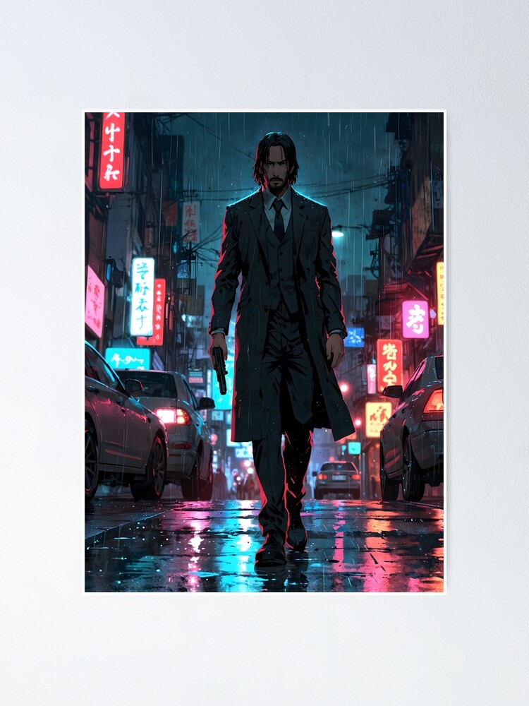 Thumbnail 1 von 3, Poster, Fan-Art im Anime-Stil von John Wick designt und verkauft von fukuu.