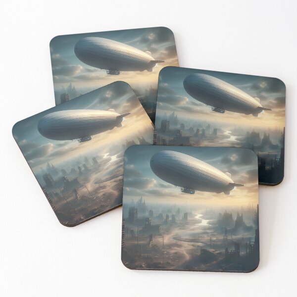 Item preview, Blimp in a Post-Apocalyptic World: Futuristic Dystopian Art designed and sold by PandaTShirtShop.
