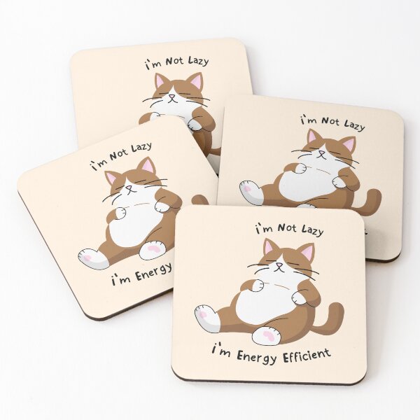 Item preview, Brown lazy cat with typography of im not lazy im energy efficient designed and sold by oryzasian.