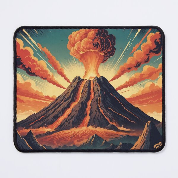 Item preview, Volcano erupting with a retro design designed and sold by CreativPurpose.