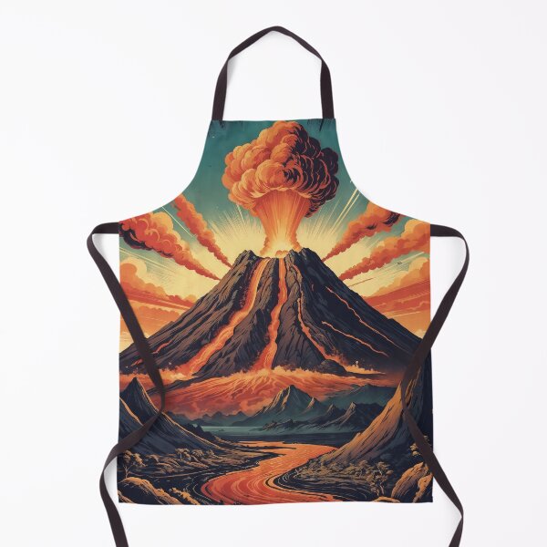 Item preview, Volcano erupting with a retro design designed and sold by CreativPurpose.