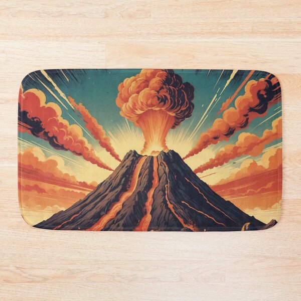 Item preview, Volcano erupting with a retro design designed and sold by CreativPurpose.