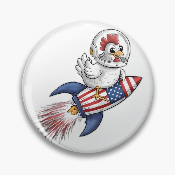 Item preview, Funny Chicken Astronaut on American Flag Rocket for Patriotic Holidays designed and sold by Designer-Girl.