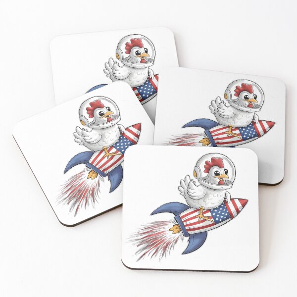 Item preview, Funny Chicken Astronaut on American Flag Rocket for Patriotic Holidays designed and sold by Designer-Girl.