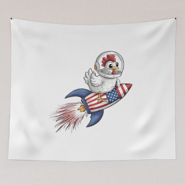 Item preview, Funny Chicken Astronaut on American Flag Rocket for Patriotic Holidays designed and sold by Designer-Girl.