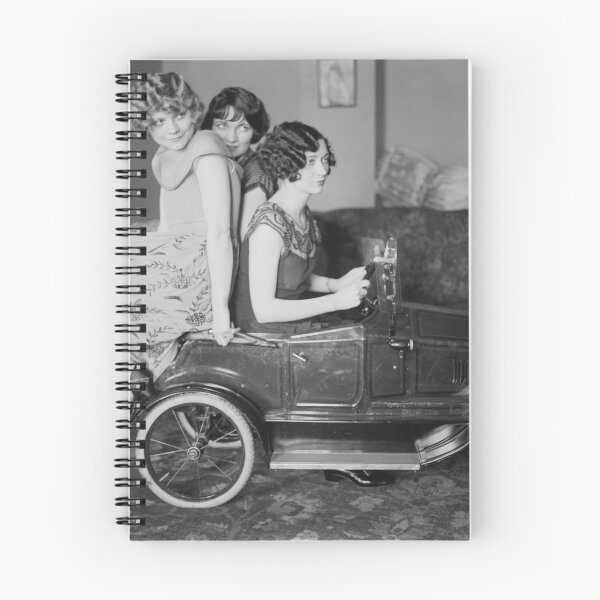 Item preview, Fast women, roaring twenties flappers Brox sisters driving toy car through living room funny black and white photograph designed and sold by Jéanpaul  Ferro.