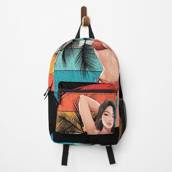 Item preview, Girl Beach Palm Trees and Sunset in Old Style designed and sold by Aquillashop.