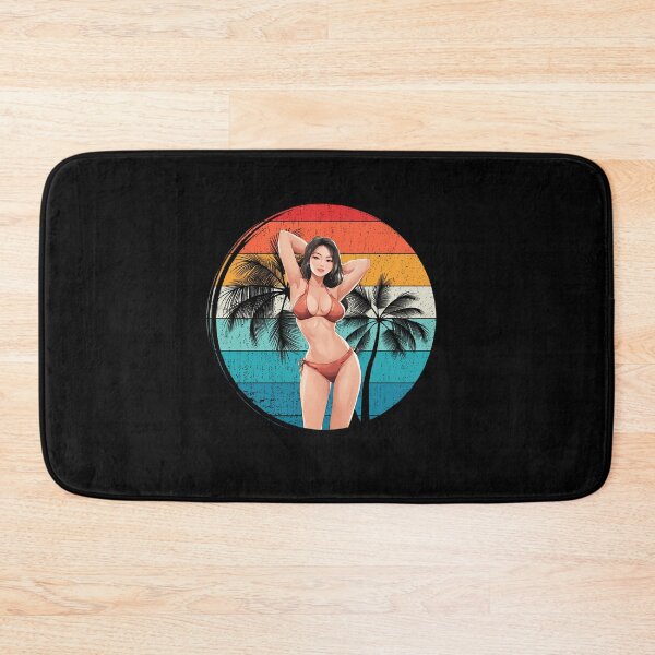 Item preview, Girl Beach Palm Trees and Sunset in Old Style designed and sold by Aquillashop.