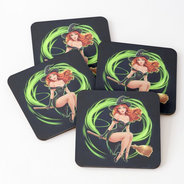 Item preview, A beautiful witch flies on a broomstick. designed and sold by JoraArt.