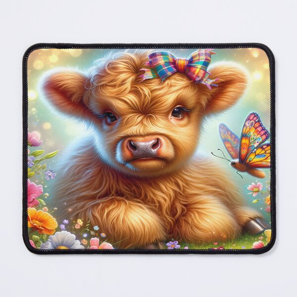 Item preview, Highland Cow with Butterfly designed and sold by Marie Gems.