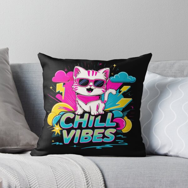 Item preview, 80s Neon Kitten Chill Vibes T-Shir designed and sold by Netroder.