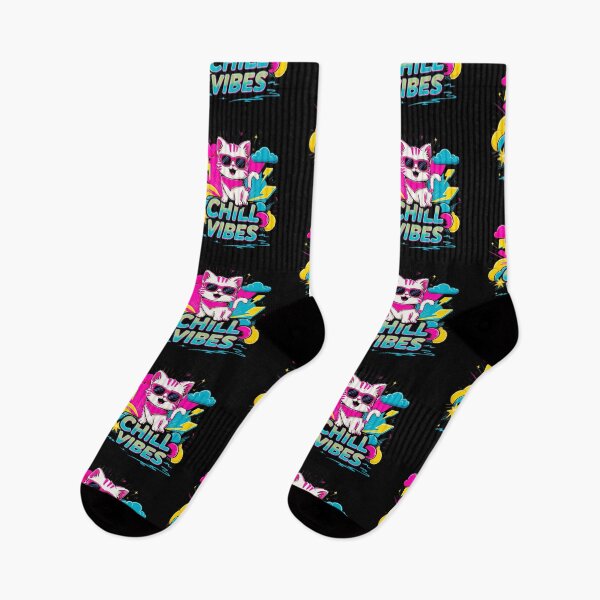 Item preview, 80s Neon Kitten Chill Vibes T-Shir designed and sold by Netroder.