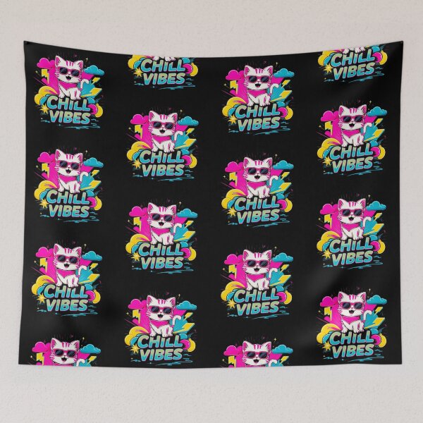 Item preview, 80s Neon Kitten Chill Vibes T-Shir designed and sold by Netroder.