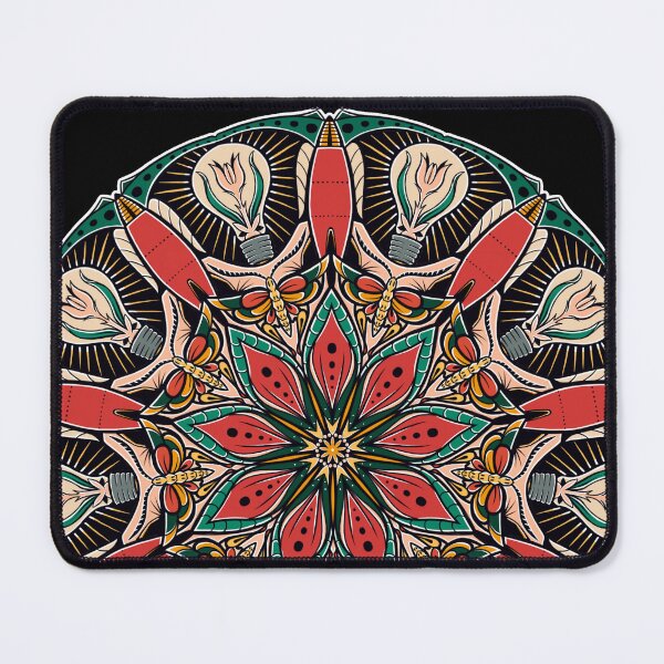 Item preview, Retro relief print style surreal illustrative mandala designed and sold by OnTheEdgeDesign.
