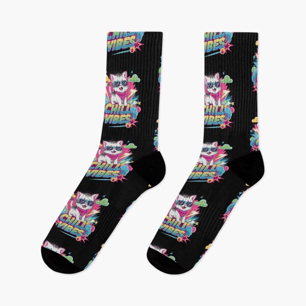 Item preview, 80s Neon Kitten Chill Vibes T-Shir designed and sold by Netroder.