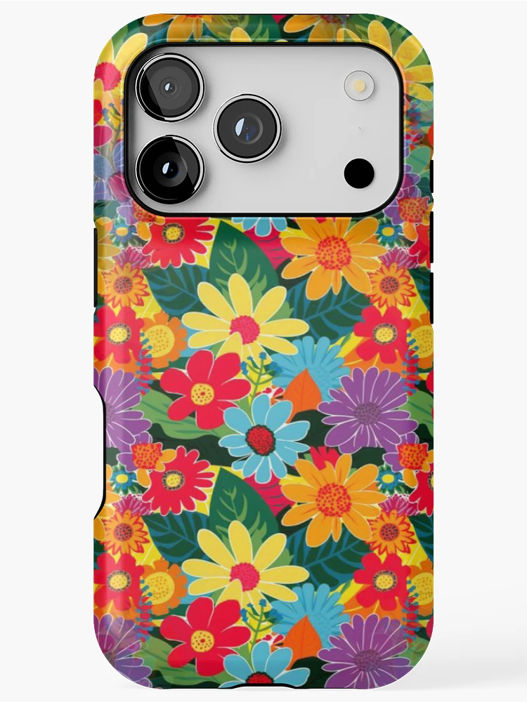 Thumbnail 1 of 4, iPhone Case, Colorful Flower Pattern designed and sold by Graphroad.