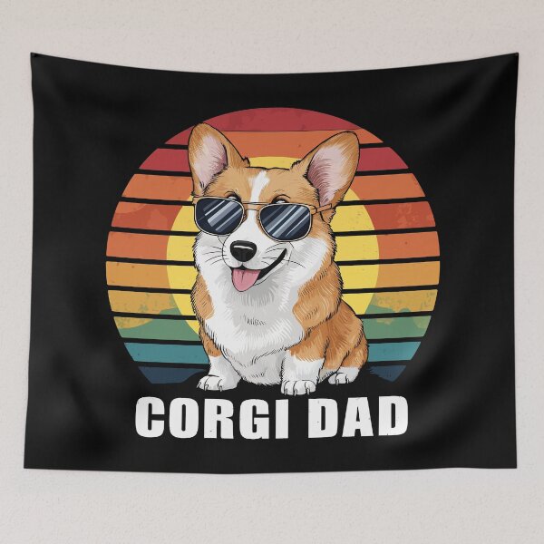 Item preview, Corgi Dad Retro Sunset Dog Lover designed and sold by Quirky Shirts.