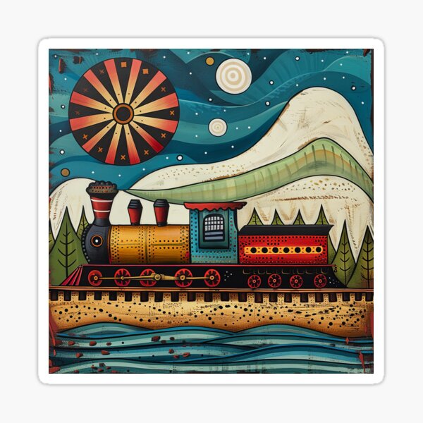 Item preview, Fun cute Colorful train art  designed and sold by Inktown.