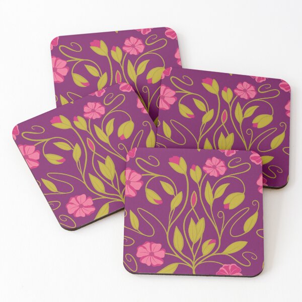 Item preview, Modern Art Nouveau floral vines in purple, pink, and lime green designed and sold by MarySchwindt.