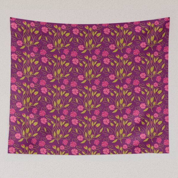 Item preview, Modern Art Nouveau floral vines in purple, pink, and lime green designed and sold by MarySchwindt.