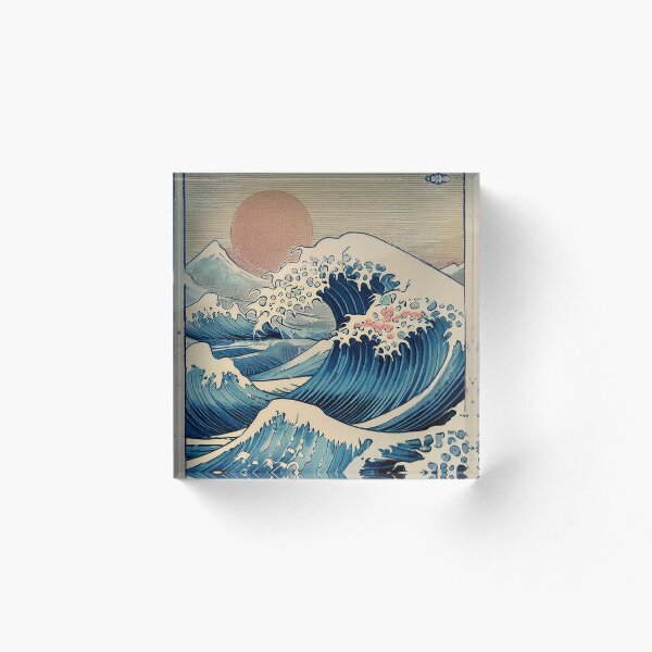 Item preview, La gran ola japonesa retro impresión arte/2 designed and sold by Synthwave Poem.