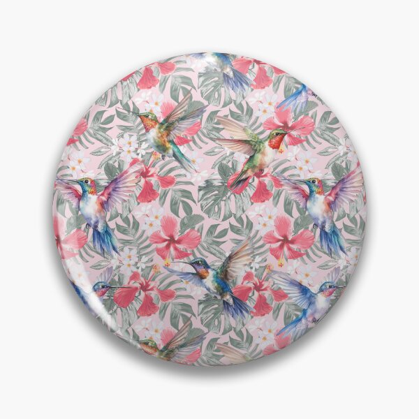 Item preview, Tropical flowers and hummingbirds designed and sold by MagicAtlasArt.