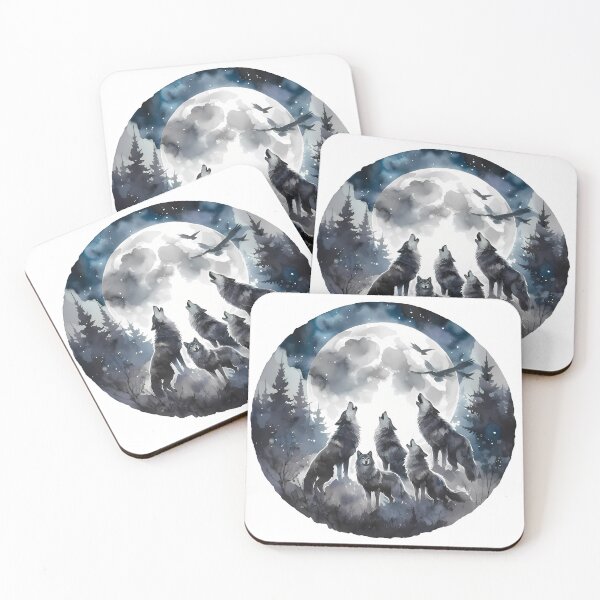 Item preview, Pack of wolves howling at the moon in a forest designed and sold by RubisLeaf.
