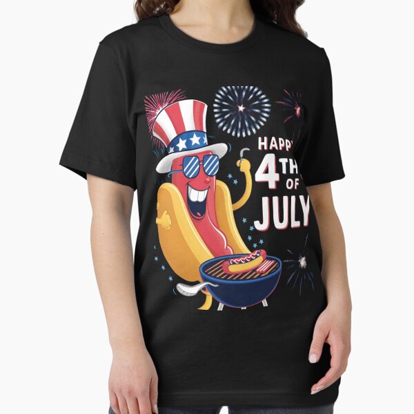 Item preview, Fun Hotdog Character 4th of July T-Shirt designed and sold by Netroder.