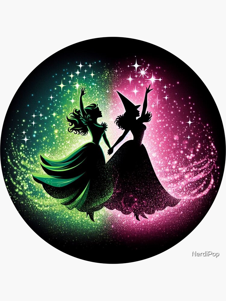 Thumbnail 3 of 3, Sticker, Elphaba & Glinda Wicked the Musical designed and sold by NerdiPop.