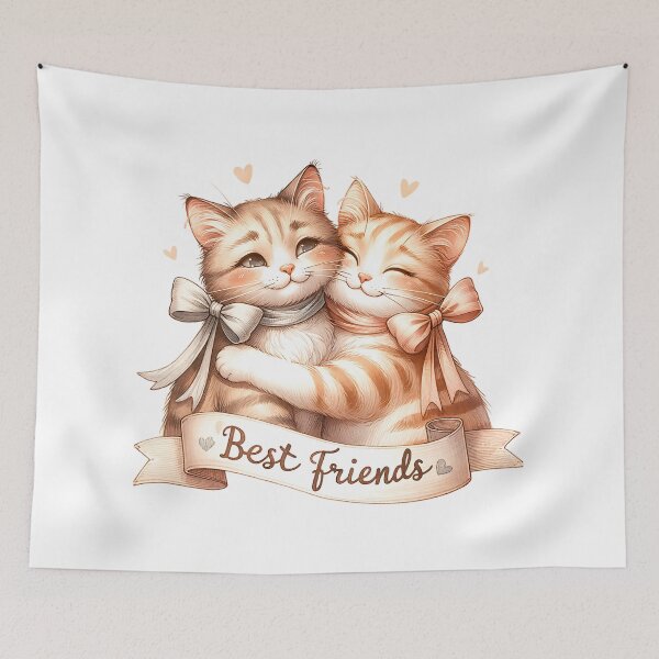 Item preview, Best friends. Cute tabby cats with tapes, vintage designed and sold by CameliaWave.