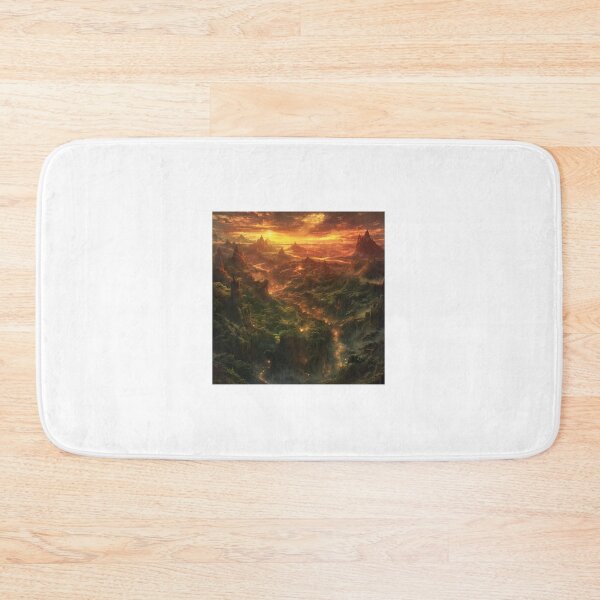Item preview, fantastical landscape bathed in the golden hues of a setting sun designed and sold by Love-Light-Bite.