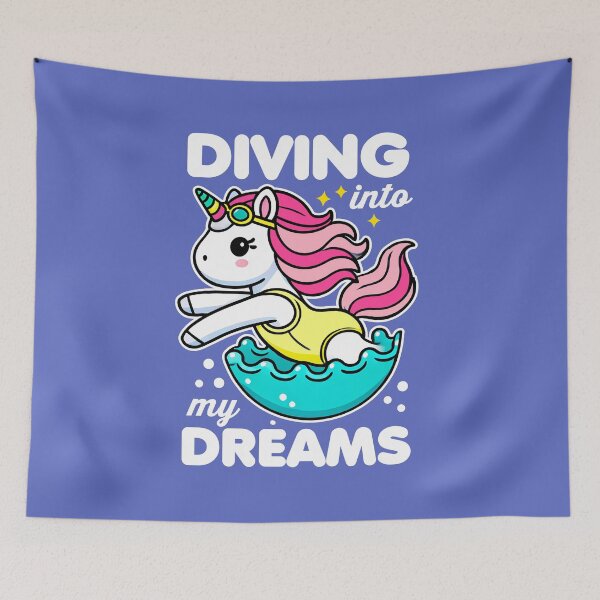 Item preview, Motivation Unicorn for swimmer Kids - Diving into my dreams quote designed and sold by KidsMotivated.
