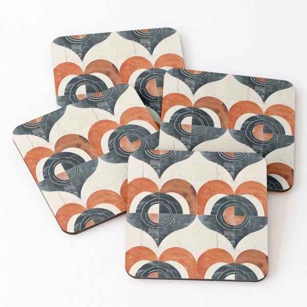 Item preview, Floral Patterned Tile Design with Orange Blossoms and Blue Leaves designed and sold by monetdesignsred.