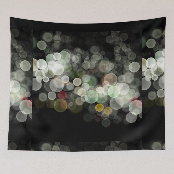 Item preview, Shimmering bokeh light glows on black background designed and sold by navitalidesign.
