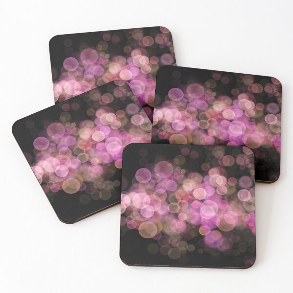 Item preview, Pink Shimmering bokeh light glows on black background designed and sold by navitalidesign.