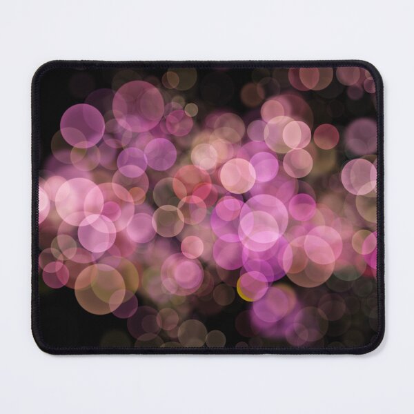 Item preview, Pink Shimmering bokeh light glows on black background designed and sold by navitalidesign.